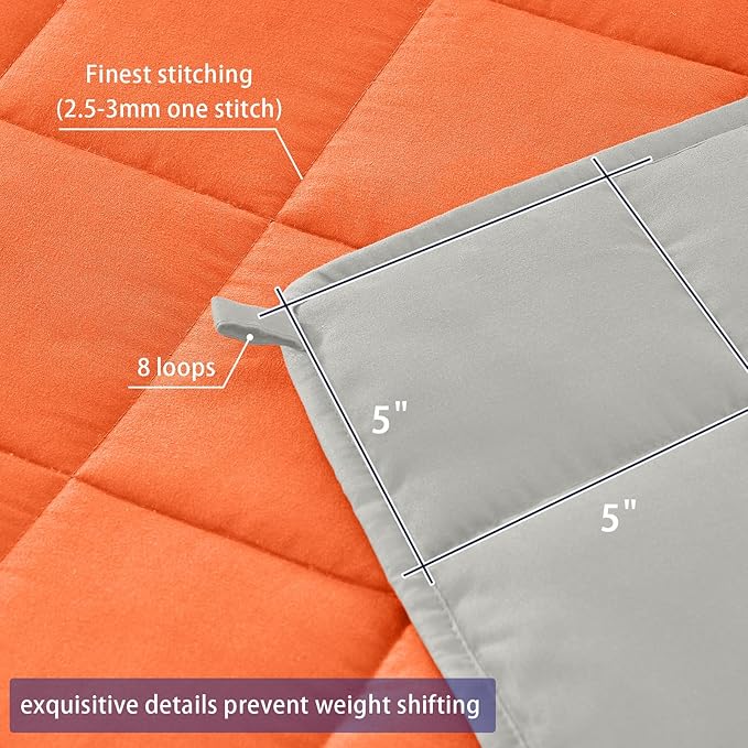 yescool Weighted Blanket for Adults (17 lbs, 60" x 80", Orange) Cooling Heavy Blanket for Sleeping Perfect for 110-130 lbs, Queen Size Breathable Blanket with Premium Glass Bead, Machine Washable