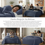Southshore Fine Living, Inc. Oversized Bedding Quilt, Lightweight Bedding, Twin XL Bedspread, Soft Coverlet 2-Piece Set with One Matching Quilted Pillow Sham, All Season Twin/XL Quilt Set, Navy Blue