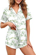 Ekouaer Womens Silk Satin Pajamas Set Short Sleeve Sleepwear Button Down Loungewear 2 Piece Pjs Shorts Set S-5X Plus Size