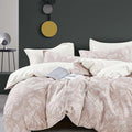 ALEISSEL Natural Cotton 3pcs Botanical Comforter Sets Queen Size-Dusty Pink Comforter with Luxurious White Leaves & Branches, Reversible Lightweight Beige Bedding Sets(Full/Queen)