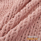 WESHIONGOO Chunky Knit Blanket Throw 51"×63" Knitted Throw Blankets for Couch Bed Fluffy Soft Blanket with Jumbo Chenille Yarn Thick 100% Handmade (Pink)