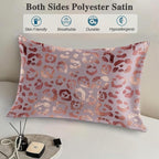 1 Pack Satin Pillowcase for Hair and Skin Abstract Rose Gold Leopard Imitation Silk Pillowcase with Hidden Zipper Soft Breathable Smooth Cooling Pillow Cover Queen Size for Bedroom Sofa 20”x30”