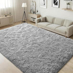 ISEAU 3x5 Area Rug for Dorm, College, Apartment, Living Room, Grey Rugs for Bedroom, Soft Shaggy Carpets, Fluffy and Washable Mats, Under Bed, On Nursery Floors Mat, Boys, Girls Room Carpet Decor