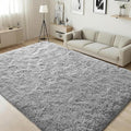 ISEAU Fluffy Dorm, College, Apartment, Bedroom Rug, 4 x 6 Feet Shaggy Area Rugs Floor Mat for Living Room Fuzzy Carpet Comfy Nursery Mats Bedside Kids Boys Room Home Decor, Grey