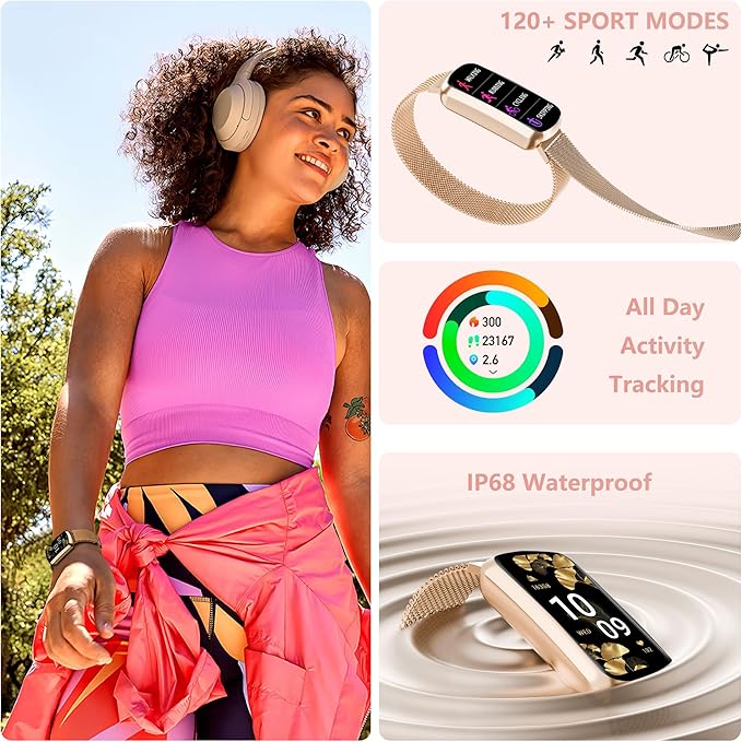 Health Fitness Tracker, Smart Watch with 24/7 Heart Rate, Activity Tracker with Blood Pressure and Blood Oxy-gen Monitor, 120 Sport Mode Waterproof Sleep Tracker for Women Men