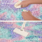 Litanika 3x5 Fluffy Shag Faux Fur Area Rug for Living Room Bedroom, Tie-Dyed Blue Rainbow High Pile Soft Plush Shaggy Furry Bedside Playroom Dorm Carpet, Non-Slip, Non-Shedding Modern Indoor Floor Rug