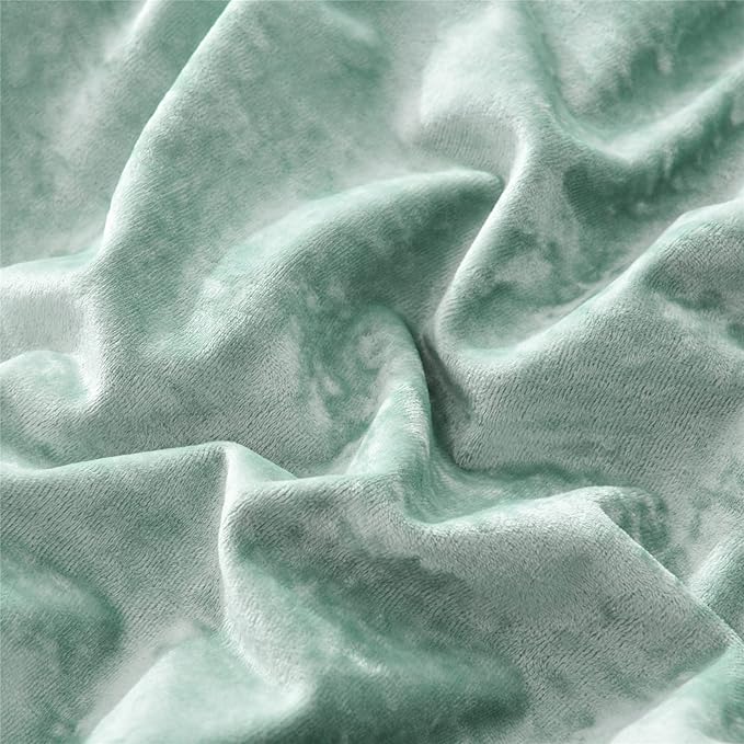 Fredsure Distressed Velvet Comforter Set, 5 Pieces Sage Green King, Distressed Velvet Face and Brushed Microfiber Reverse