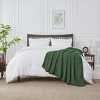 Douceur Christmas Green Throw Blanket for Bed, Soft Cozy Lightweight Stripe Pattern Knitted Throw Blanket for Sofa, Living Room Gift, 60"X80"