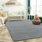 Softlife Area Rug for Bedroom Living Room, Solid Grey Non-Slip 5x7 Fluffy Carpet with Soft Low Pile for Kids Boys Girls, Machine Washable Fuzzy Aethetic Rugs Home Dorm Decor