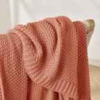 Joydeco Chunky Cable Knit Throw Blanket, Lightweight 100% Cotton Soft Cozy Throw Twin Blanket for Couch Bed and Sofa, Rustic Breathable Farmhouse Blanket Gift for Women Men(Burnt Orange, 51"x63")