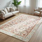 Washable 5x7 Area Rugs Floral Rugs for Bedroom Washable Non Slip Low Pile Soft Carpet for Living Room Bedroom Dinning Room CRYPTOLITE