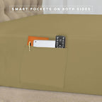 Elegant Comfort 8-Piece Pinch Pleated Comforter Set - All Season Complete Bed in a Bag, Includes 4pc Smart Sheet Set, Bed Skirt, Comforter, Matching Pillowcases and Shams, Twin/Twin XL, Khaki