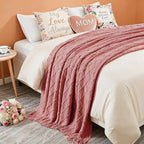 inhand Coral Pink Knitted Throw Blanket for Couch Bed, Mothers Day/Mom Birthday Gifts for Mom from Daughter Son, Soft Lightweight with Tassels, Farmhouse Warm Decorative Blanket for Women, 60"x80"