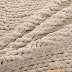 WESHIONGOO Chunky Knit Blanket Throw Knitted Throw Blankets for Couch Bed Fluffy Soft Blanket with Jumbo Chenille Yarn Thick 100% Handmade (Linen, 51"×63")