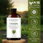 Majestic Pure Essential Oil with Glass Dropper - 100% Pure and Natural - Essential Oils for Diffuser, Aromatherapy, Soap and Candle Making, Citronella Essential Oil, Citronella Oil, 4 Fl Oz