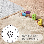 Noahas Fluffy 4x6 Area Rugs for Bedroom Living Room,Beige and White Thick Shag Throw Floor Carpet,Soft Shaggy Bedside Non-Slip Plush Dorm Nursery Kids Rug