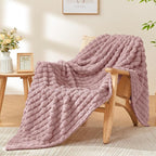 BEDELITE Berry Purple Throw Blanket Twin Size for Bed- Super Soft and Warm 3D Checkered Fluffy Fuzzy Fleece Blanket, Luxurious Plush Cozy Blanket for Room Decor Fall and Winter, 60x80 inches
