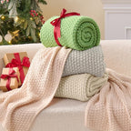 BEDELITE Chunky Cable Knit Throw Blanket for Couch,Super Soft Cozy Woven Blanket for Room Decor,50"x60", Beige