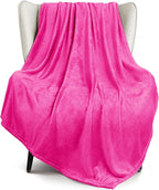 Exclusivo Mezcla Fleece Hot Pink Throw Blanket for Couch, Sofa, Super Soft and Warm Blankets, All Season, Cozy, Plush, Lightweight, 50x60 Inches