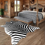 AROGAN Premium Faux Zebra Hide Rug 6.2 x 7 Feet, Sturdy and Large Size Zebra Print Rugs, Suitable for Bedroom Living Room Western Decor, Faux Fur Animal Carpet, Black and White