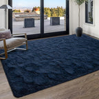 Softlife Rug for Bedroom 3x5 Feet Area Rug for Living Room Super Soft Shaggy Rugs for Kids Room Fluffy Fuzzy Carpets Long Plush Bedside Rug Nursery Christmas Home Decoration for Boys Girls, Navy Blue