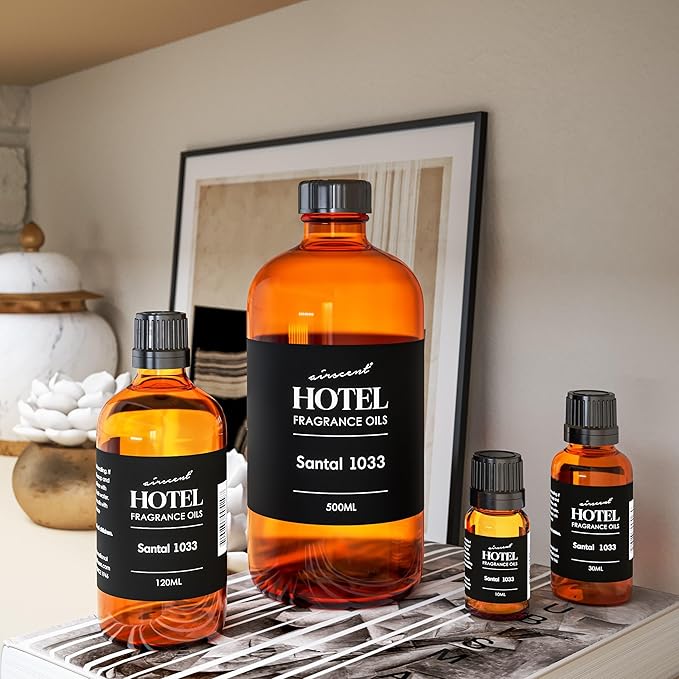 AirScent Santal Diffuser Oil No. 1033 - Santal-33 Inspired Perfume Dupe - Cardomom Sandalwood Iris - Fragrance Oil for Ultrasonic and Waterless Diffusers and Crafting - 10 mL, 0.34 fl oz