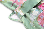 Women's Short Kimono Robes Bride and Bridesmaid Satin Floral Bathrobe Peacock Sleepwear Dressing Gown for Wedding Party