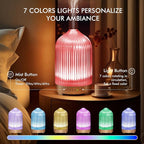 Glass Essential Oil Diffuser 200ml-Ultrasonic Aroma Diffuser with Glass Dome, Aromatherapy Diffuser with 4 Timers 7 Color LED Lights Auto Shut-Off Protection for Home Office Yoga Gift for Women