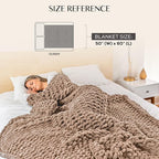 Samiah Luxe Chunky Knit Blanket Throw 50x60", Brown Chenille Chunky Knit Throw Blanket for Living Room Decor or Boho Decor, Thick Yarn Knitted Blankets for Couch or Bed, Cable Knitted Crochet Blankets