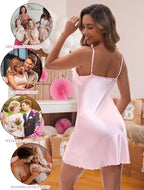 EPLAZA Bride Robe for Wedding Day Set Bridal Robes Satin Robe with Sexy Silk Lingerie for Bachelorette Party Getting Ready