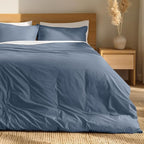 Bare Home 100% Organic Cotton Full Duvet Cover Set - Crisp Percale Weave - Lightweight & Breathable - Cooling Duvet Cover Set (Full, Bering Sea)