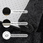 Jelymark Super Soft Shaggy Rug for Bedroom, 2x6 Feet Fluffy Carpet for Living Room, Fuzzy Indoor Plush Area Rug for Home Decor, Furry Floor Rugs for Dorm, Kids Nursery Rug for Girls, Black