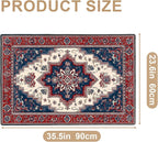 Area Rug 2x3 ft Entry Rug Washable Boho Rugs Non Slip Rubber Backing Low Pile Floral Door Mat Small Carpet for Bedroom, Bedside, Kids Room