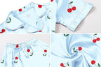 Umeyda Women & Girls Pajamas Set, Soft Satin Lightweight Silk Button-Down Top with Shorts 2 Piece PJS for Mom Boys Kids Gifts