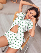 Ekouaer Womens Silk Satin Pajamas Set Short Sleeve Sleepwear Button Down Loungewear 2 Piece Pjs Shorts Set S-5X Plus Size