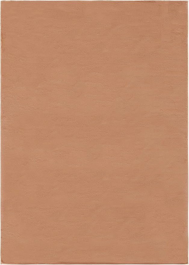 SAFAVIEH Washable Rug Faux Rabbit Fur Shag Collection - 6' x 9', Brown, Slip Resistant & Easy Cleaning, Ideal for Living Room, Bedroom, Kids Playroom, Nursery, Dining Space (FRF976T)