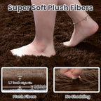 2x6 Bedside Area Rugs for Bedroom: Soft Fluffy Shag Brown Rug for Hallway, Non-Slip Fuzzy Plush Living Room Rug Indoor Floor Carpet for Kids Rooms, Dorm, Nursery, Modern Home Aesthetic Decor