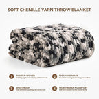 L'AGRATY Chunky Knit Blanket Throw: 50''x60'' Chenille Chunky Knitted Throw Blankets for Bed Couch - Handmade Thick Cable Knit Blanket - Large Crochet Rope Blankets for Home Decor