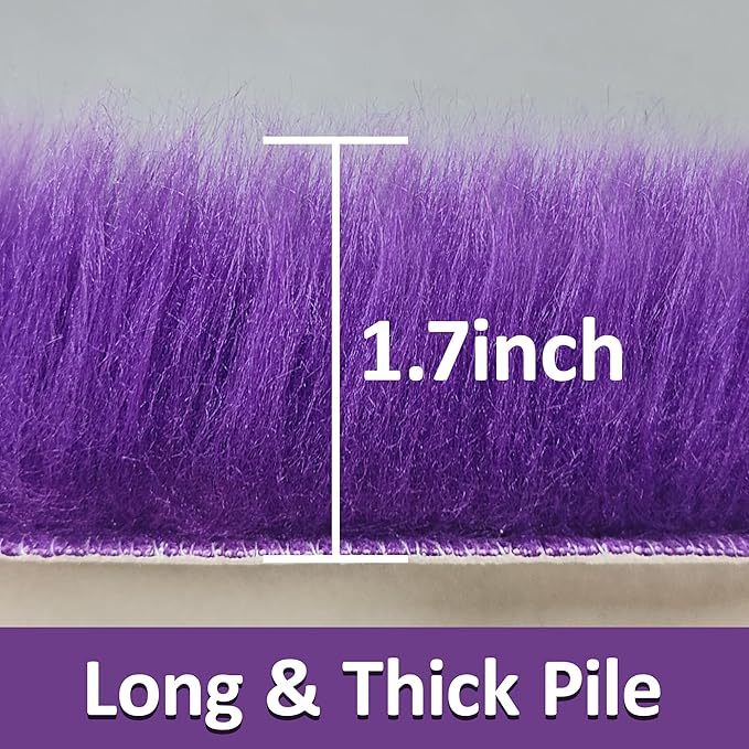 1.3ft Small Round Purple Rug,Thick Furry Fluffy Carpet for Teen,Sheepskin Fur Shaggy Circular Rug for Indoor Bedroom Room Living Room Nursery Decor Chair