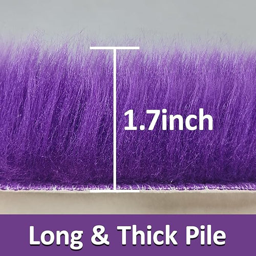 1.3ft Small Round Purple Rug,Thick Furry Fluffy Carpet for Teen,Sheepskin Fur Shaggy Circular Rug for Indoor Bedroom Room Living Room Nursery Decor Chair