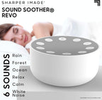 Sharper Image White Noise Sound Machine, Sleep Sounds to Support Restful Sleep, Meditation & Relaxation Naps, 6 Soothing Nature Soundscapes for Baby, Kids & Adults, Portable for Home & Travel