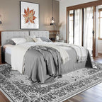 CRYPTOLITE 9x11 Area Rug for Living Room, Modern Washable Rug Non Slip Low Pile Large Area Rugs for Living Room, Bedroom, Farmhouse, Dining Room, Grey