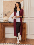 Ekouaer Women's Zipper Robe 3/4 Sleeves Housecoat Full Length Nightgown Soft Loungewear Robe with Pockets S-3XL