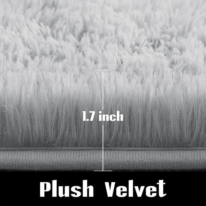 Jelymark Super Soft Shaggy Rug for Bedroom, 4x5.9 Feet Fluffy Carpet for Living Room, Fuzzy Indoor Plush Area Rug for Home Decor, Furry Floor Rugs for Dorm, Kids Nursery Rug for Girls, Grey