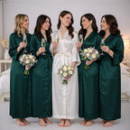 Silk Robes for Women Ankle Length Satin Kimono Robes with Belt Bridemaids Sleepwear Bachelorette Nightgown