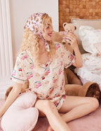 Ekouaer Silk Pajama for Women Short Sleeve Satin Pj Set Two Piece Soft Sleepwear Loungewear, S-XXL