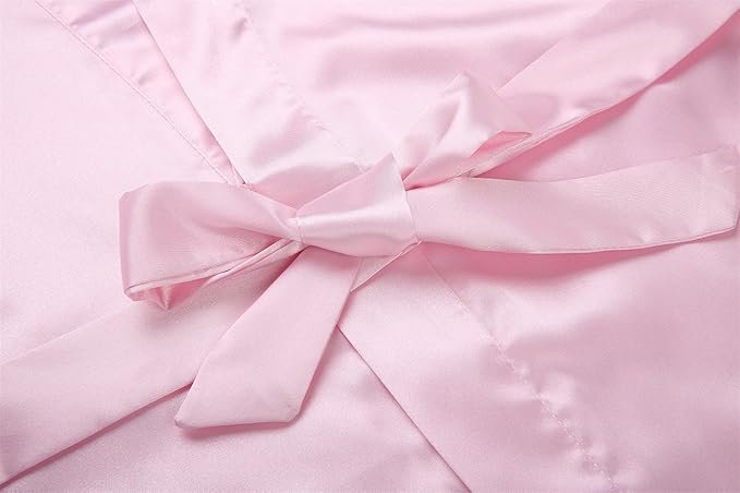 Women's Satin Kimono Robes Short Silky Bathrobe Solid Color/Floral Bridal Wedding Party
