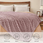 BEDELITE Berry Purple Throw Blanket for Couch and Bed- Super Soft and Warm 3D Checkered Fluffy Fuzzy Fleece Blanket, Luxurious Plush Cozy Blanket for Room Decor Spring, 50x60 inches