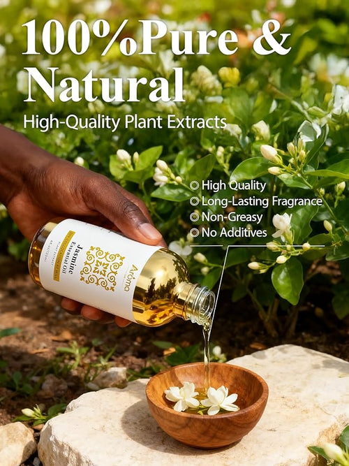 100% Pure Jasmine Essential Oil 4 fl oz - Essential Oils for Skin, Essential Oil for Diffusers, Home Fragrance, Aromatherapy & DIY Candle Making, Gifts for Women