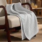 PHF Ultra Soft Waffle Weave Throw Blanket 50"x 60"- Washed Lightweight Breathable Cozy Woven Blanket for Bed - Aesthetic Decor for Couch Bedding Sofa Home Car - Light Grey